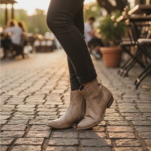 Blowfish Malibu Caitlyn Vegan Ankle Booties Taupe Faux Leather Western Size 9M